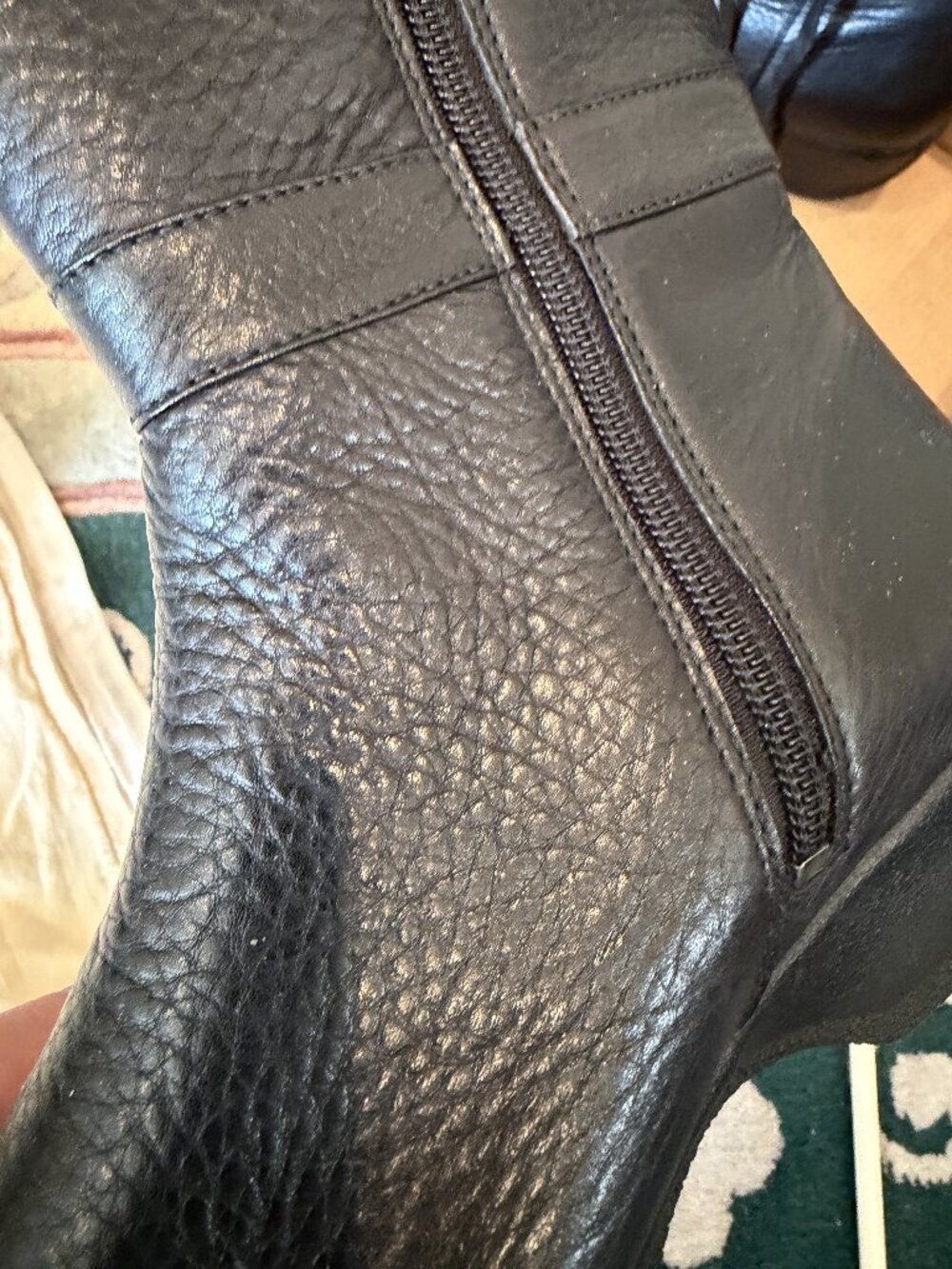 Clarks Black Leather Side-Zip Tall Boots - see photos